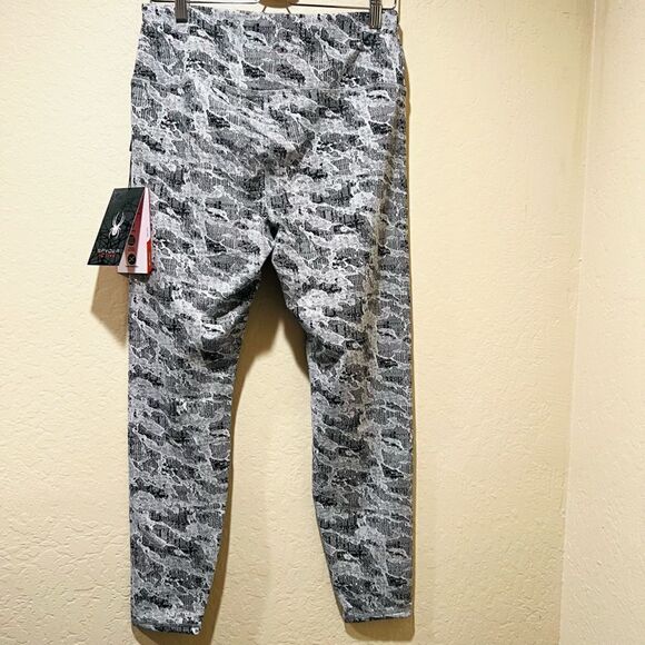 SPYDER CAMO LEGGINGS LG Gray Black textured - Picture 1 of 6